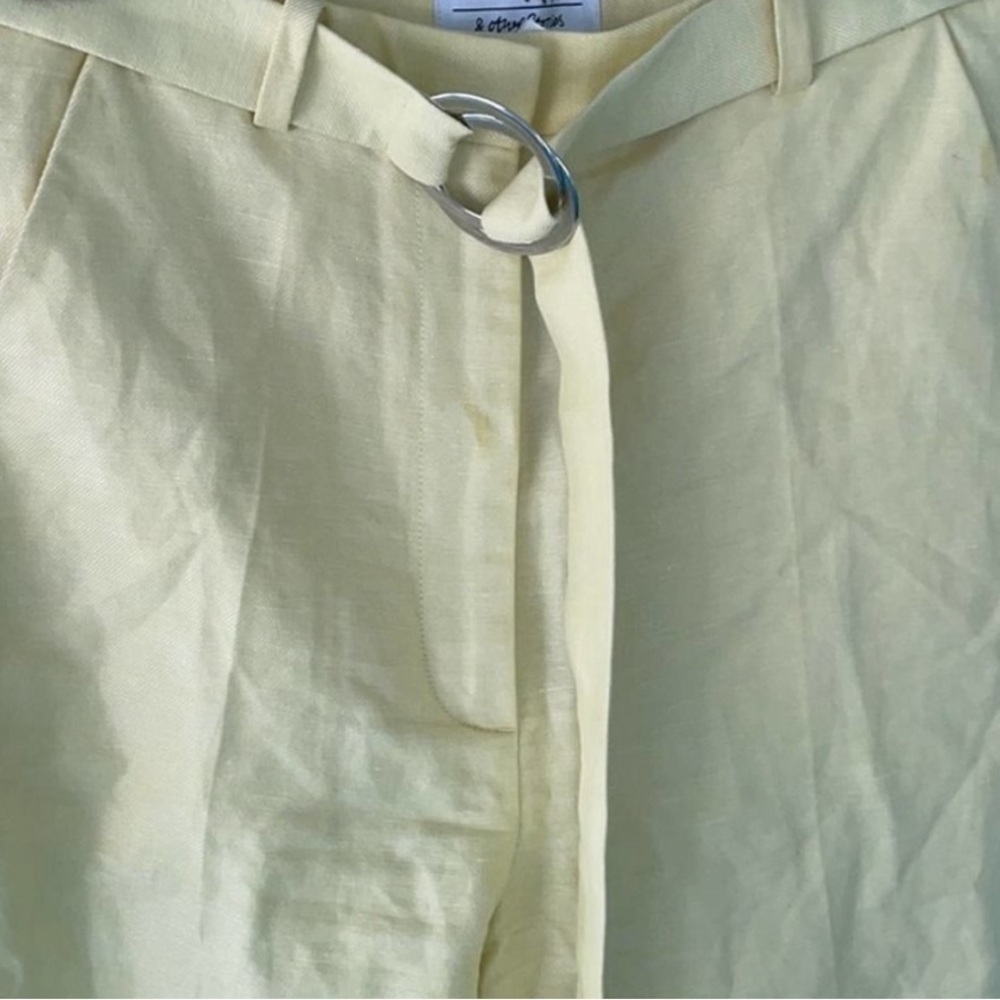& Other Stories Yellow Linen Belted Wide Leg Trousers size 2 - Picture 5 of 5